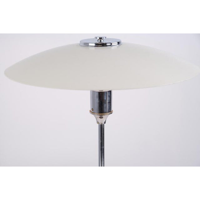Table Lamp with White Metal Shades and Nickel-Plated Frame by Lyfa, 1940s For Sale - Image 9 of 12