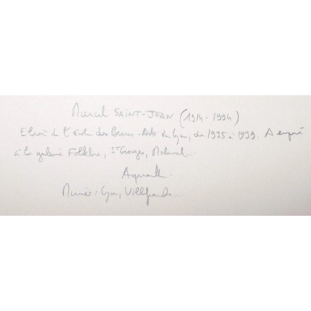 Late 20th Century "Villefond" Naturalistic Aquarelle Painting on Paper by Marcel Saint-Jean For Sale - Image 11 of 11