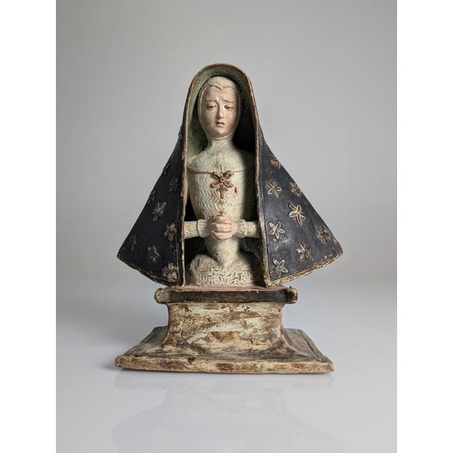 Baroque Mater Dolorosa Sculpture in Polychrome Terracotta, 18th Century For Sale - Image 3 of 18