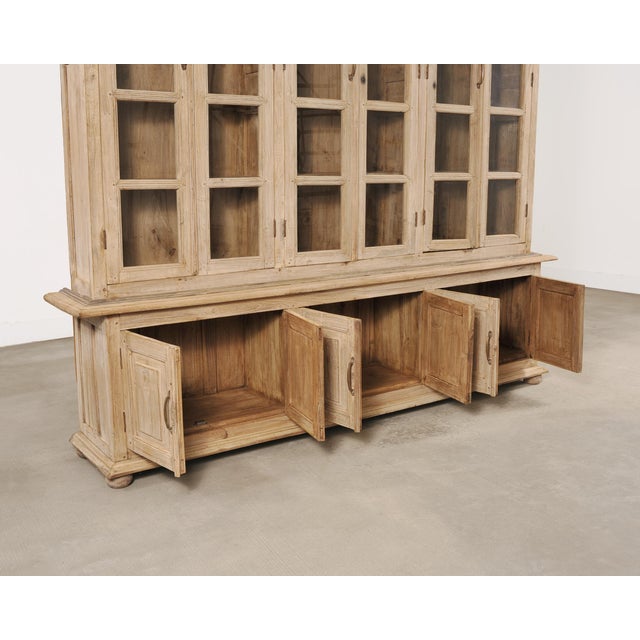 Country French Bleached Oak Bookcase Bibliotheque Cabinet 8 Ft For Sale - Image 12 of 18