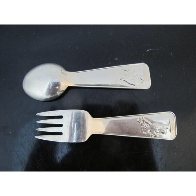 Tiffany & Co Sterling Silver Abc Bears Baby Spoon & Fork 2 Piece Set