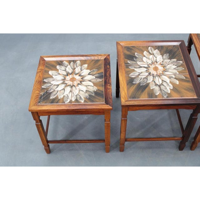 Mid-Century Danish Nesting Tables with Tile Tops, 1960s, Set of 3 For Sale - Image 4 of 13
