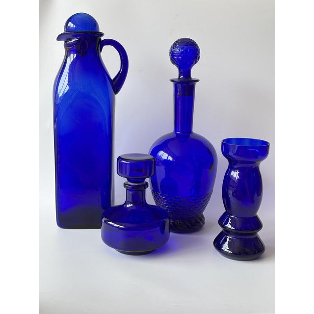 Cobalt Blue Glassware Collection, France, 1960s, Set of 4 For Sale - Image 3 of 5