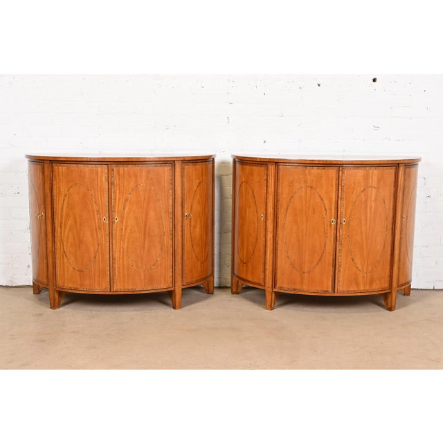 Baker Furniture Colonial Williamsburg Federal Inlaid Fruitwood Demilune Cabinet For Sale - Image 11 of 12