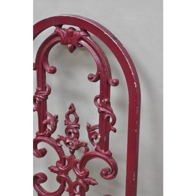 Red Vintage Hollywood Regency Victorian Style Red Cast Metal Dining Chairs Set of 4 For Sale - Image 8 of 16