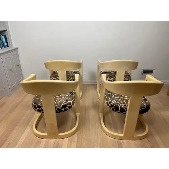 Art Deco Vintage Karl Springer Onassis Goatskin Chairs - Set of 4 For Sale - Image 3 of 11