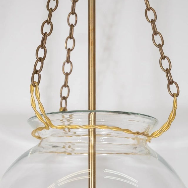 "Fishbowl" Glass and Brass Pendant For Sale - Image 4 of 9
