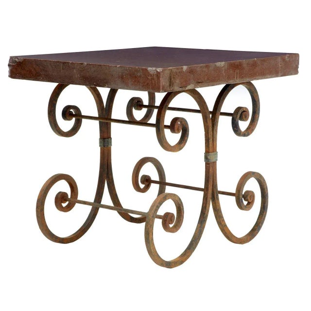 French Iron Baker's Table with Marble Top, 1920s For Sale - Image 4 of 12