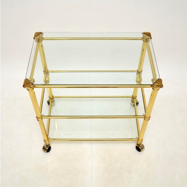 Mid-Century Modern Vintage French Brass Drinks Trolley, 1970s For Sale - Image 3 of 9