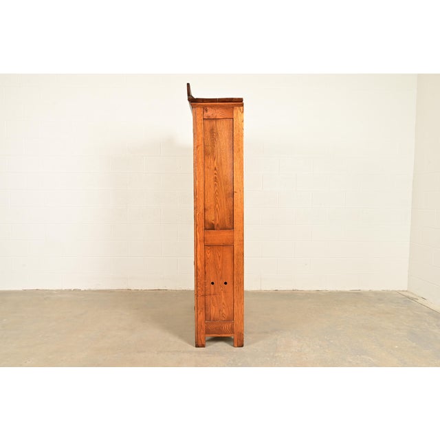 Antique Victorian Carved Oak Glass Front Bookcase or Dining Cabinet, Circa 1900 For Sale - Image 15 of 17