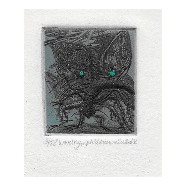 1972 Adrienne Cullom Wood Nymph Embossed Etching For Sale