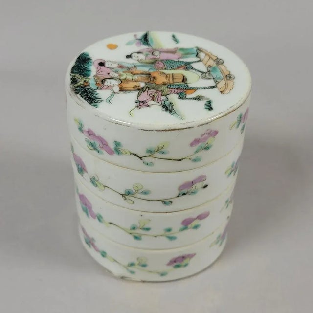 1900 - 1909 Chinese Famille Rose Porcelain Stacking Box With Qilin, Qing Dy For Sale - Image 5 of 8
