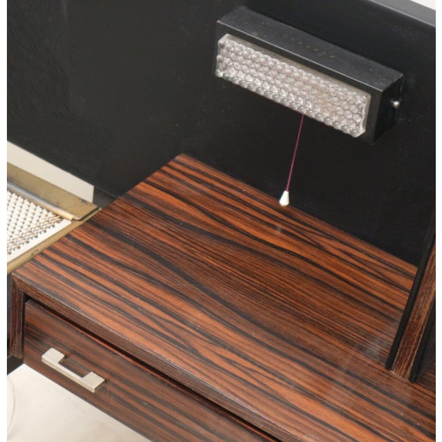 Wood Vintage Double Bed with Floating Bedside Tables and Lighting, 1960s For Sale - Image 7 of 8