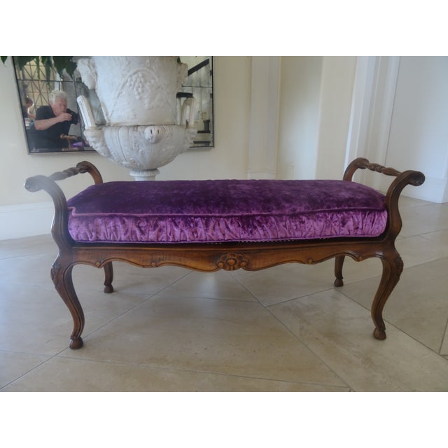 Vintage French Walnut Bench For Sale - Image 9 of 10