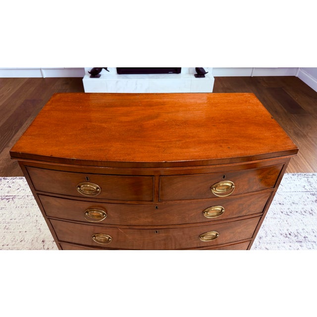 Late 18th Century Late 18th Century Danish Bow Front Mahogany Chest With Working Key & Brass Hardware For Sale - Image 5 of 18