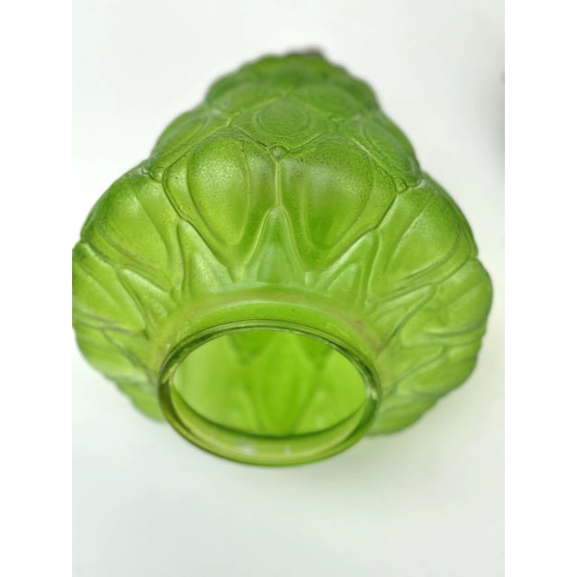 Green Vintage Mid-Century Optic Green Glass Lantern For Sale - Image 8 of 9