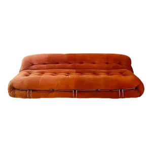 "Soriana" 1970's Signed Rare Three Seater Sofa by Afra & Tobia Scarpa in Original Burnt Orange Suede for Cassina, Marked