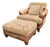American-Made Luxury Ricardo Leather/Fabric Chair and Ottoman Set by King Hickory. For Sale