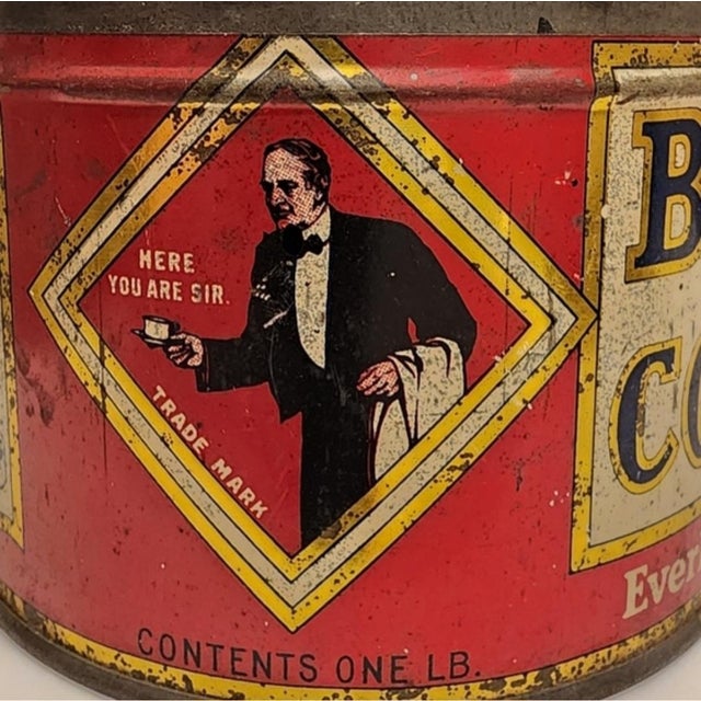 Shabby Chic Vintage Collectable "Boscul Coffee" Tin, 1lb Container For Sale - Image 3 of 8