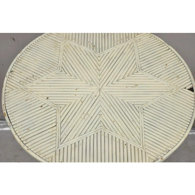 Antique Victorian Arts & Crafts Bentwood Wicker Rattan White Accent Side Table For Sale - Image 4 of 11