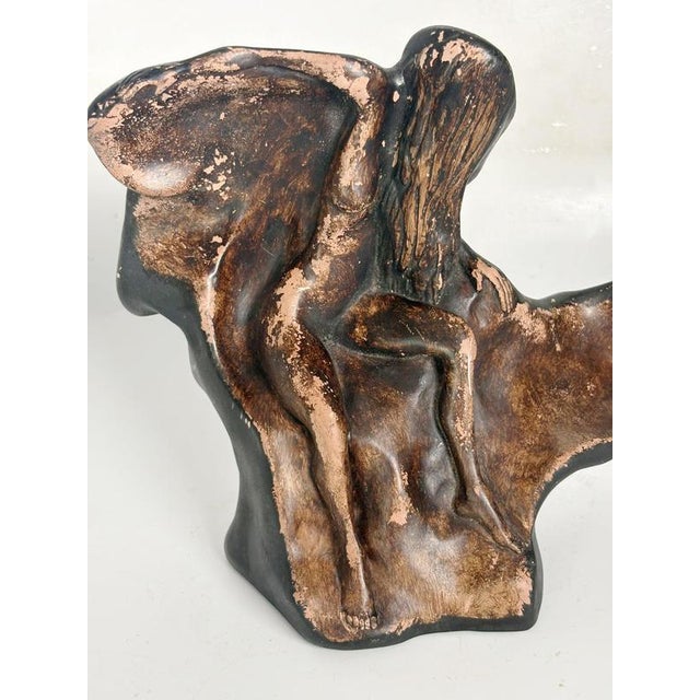 Patinated Terracotta Sculpture with Multiple Faces, France, 1960s For Sale - Image 6 of 9