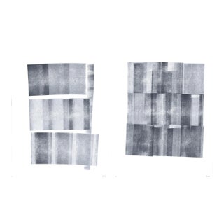 Ink on Paper R3-1 Diptych 18*24 Cotton Print Original Modern Abstract Black White Art by Carrie Bergey For Sale