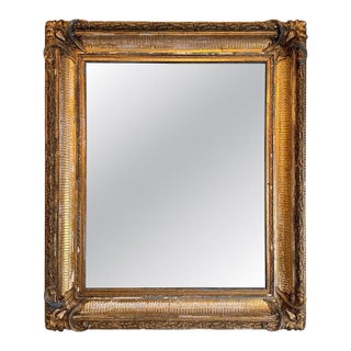 19th Century French Louis Philippe Giltwood Mirror With Original Mercury Glass For Sale