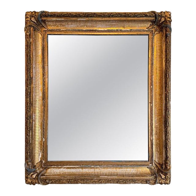 19th Century French Louis Philippe Giltwood Mirror With Original Mercury Glass For Sale