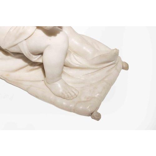 Stone 19th Century Carved Marble Figure of a Putto with Serpent For Sale - Image 7 of 11