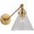 Chapman & Myers for Visual Comfort Signature Parkington Single Library Wall Light in Antique-Burnished Brass with Clear Glass For Sale