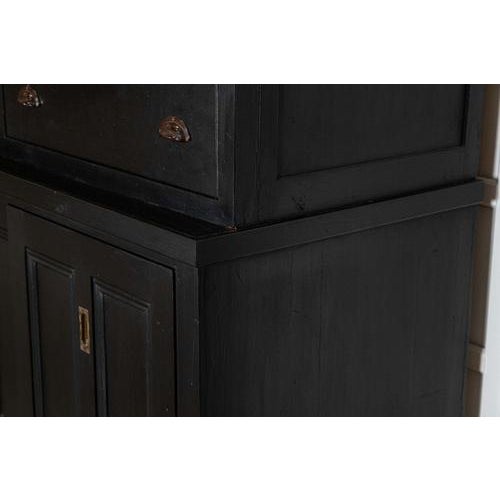 19th Century English Monumental Ebonised Pine Housekeepers Cupboard, 1880s For Sale - Image 14 of 18