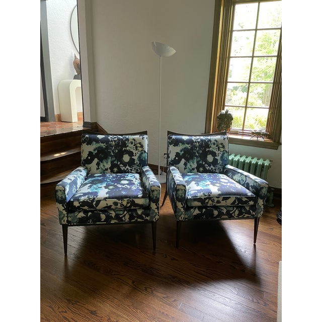 Purple Pair of Custom Upholstered Vintage Paul McCobb for Directional Model 1322 Armchairs For Sale - Image 8 of 9