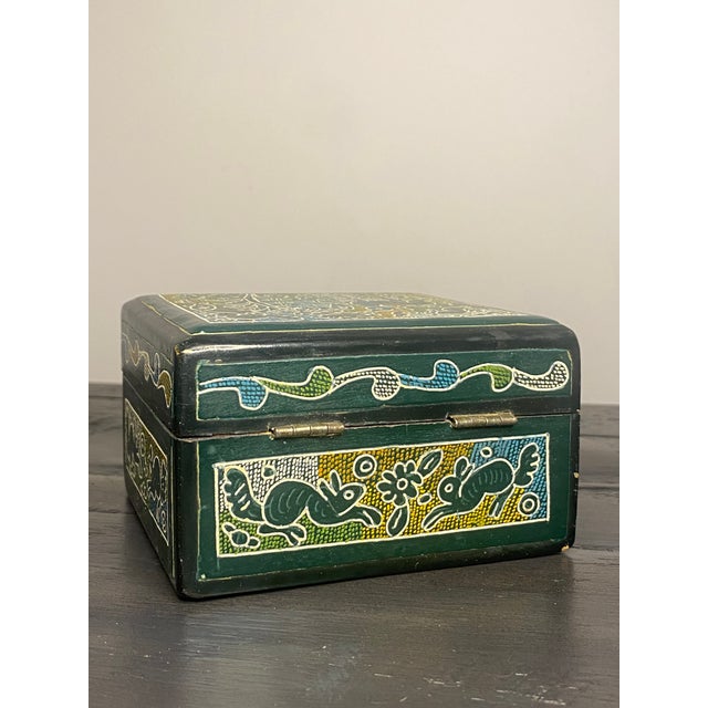 Traditional Traditional Hand-Lacquered Olinalá Box, Guerrero, Mexico For Sale - Image 3 of 8