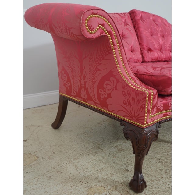 1990s Baker Colonial Williamsburg Chippendale Mahogany Clawfoot Sofa For Sale - Image 5 of 18