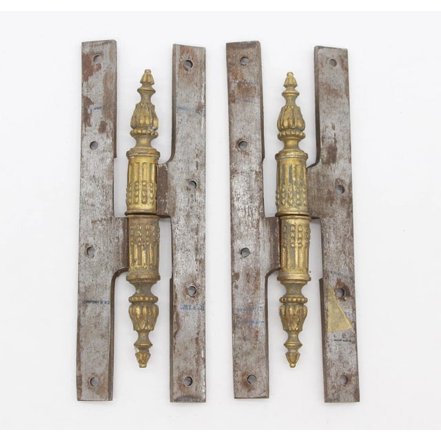 Traditional Pair of Mid 20th Century Ornate Brass Paumelle Door Hinges For Sale - Image 3 of 5