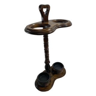 Vintage 1980s Walnut Double Umbrella Stick Stand For Sale