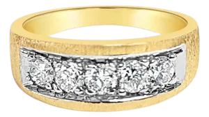 Diamond Band with Brushed Satin Finish 1.00cttw 14k Two-Toned Gold, Size 8