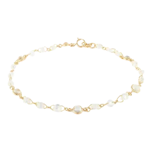 18k Yellow Gold Rainbow Moonstone Chain Bracelet