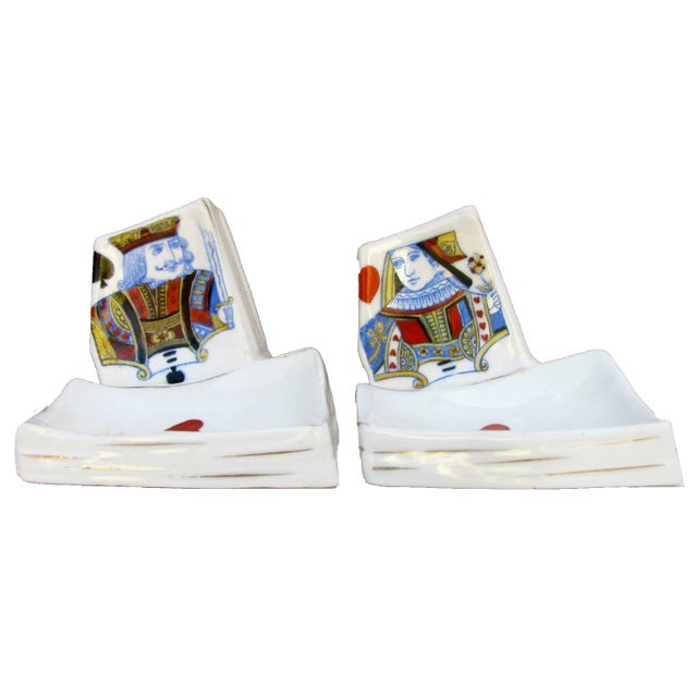 Antique Playing Card Porcelain Match Stikers / Ashtrays, Pair For Sale In Tulsa - Image 6 of 6