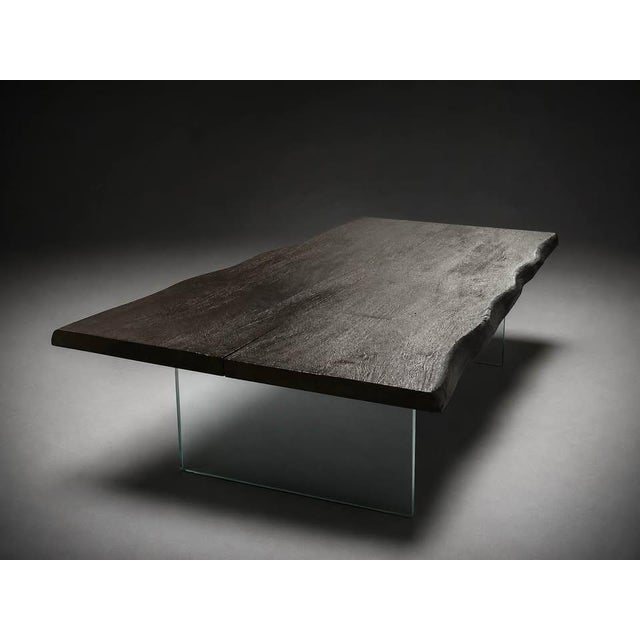 Modern Live Edge-Style Coffee Table With Glass Panel Legs For Sale - Image 9 of 9
