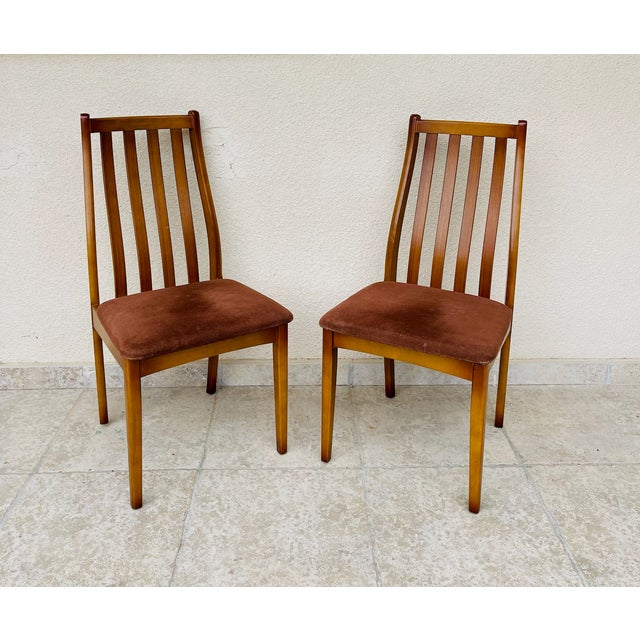 Vintage Wood and Velvet Chairs, 1970s, Set of 2 For Sale - Image 12 of 12