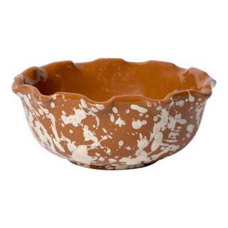 Sharland England Splatter Scallop Dish, Terracotta & Cream For Sale