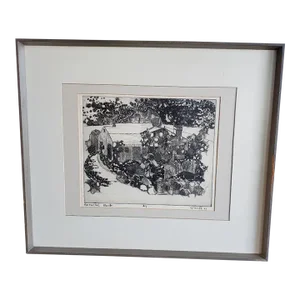 1967 Original Etching Titled, Dated, Signed and Numbered "Nocturnal Abode" #3/7 by Artist H. Valoff