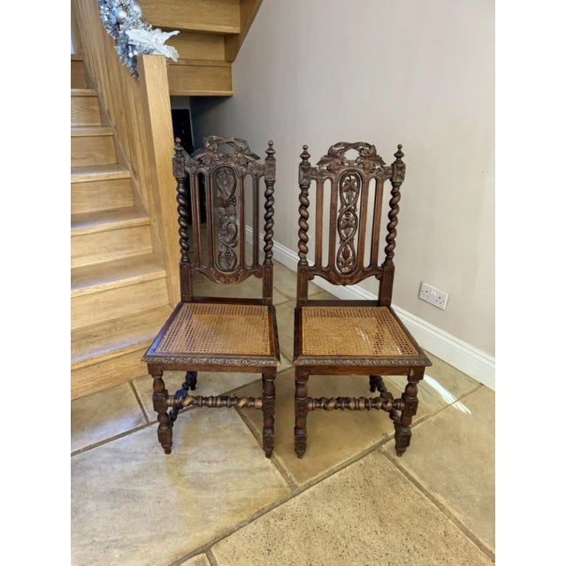Antique Victorian Carved Oak Dining Chairs, 1860, Set of 8 For Sale - Image 6 of 12