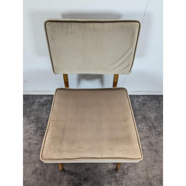 Velvet Armchair in the style of Pierre Guariche For Sale - Image 5 of 7