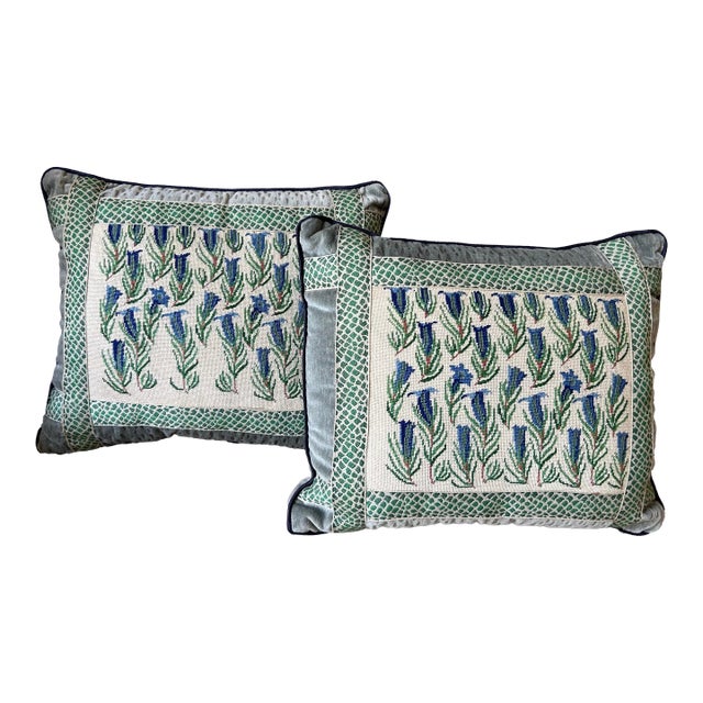 Floral Petit Point Pillows For Sale