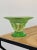 Vintage Vibrant Green Uranium Cut Glass Centerpiece Vase, Circa 1930s. Substantial faceted cut glass fluted body, pedestal...