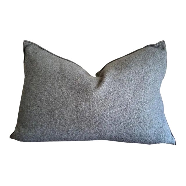 Bouclette French Wool Accent Pillow Ecorce With Insert For Sale