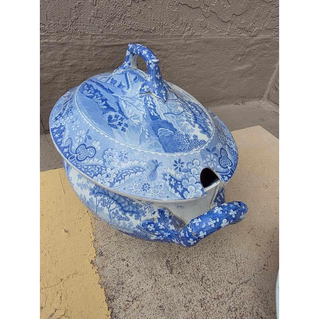 Blue and White Spode Tureen With Under Plate For Sale - Image 10 of 13