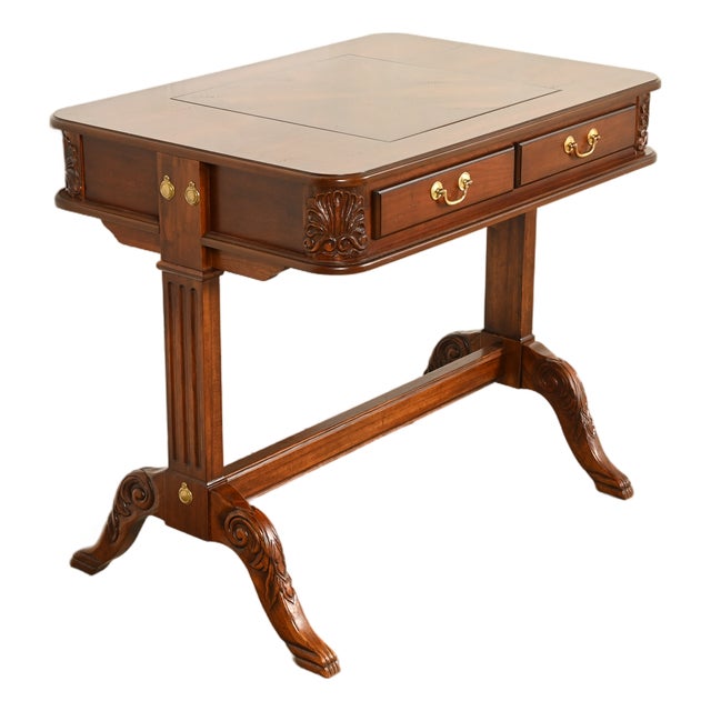 Baker Furniture Style American Empire Carved Mahogany Game Table or Occasional Table, Circa 1970s For Sale